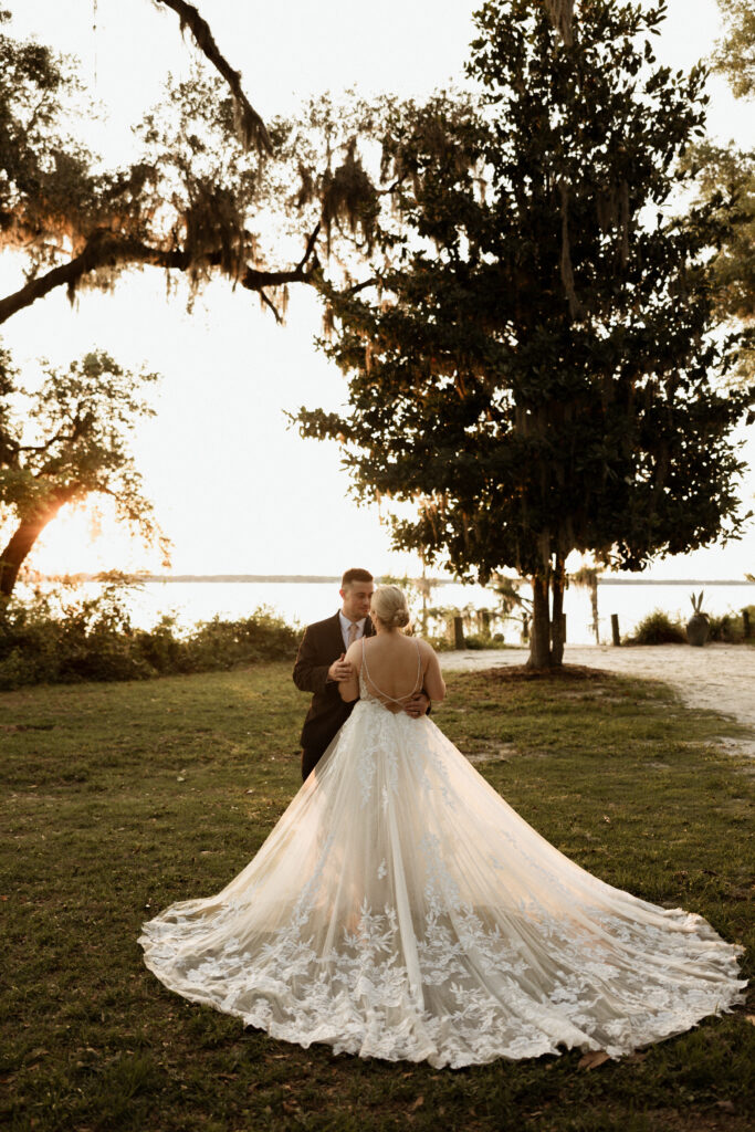 photo of bride and groom at their florida wedding