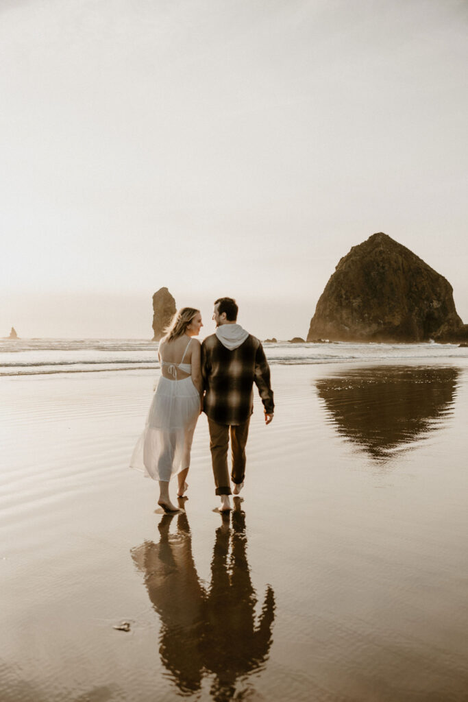 engagement session at canon beach Oregon